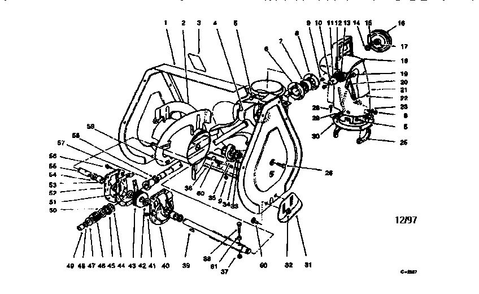Auger Assembly 1 Diagram and Parts List for 522R 28230-7900001 & UP Lawn Boy Snow Blower